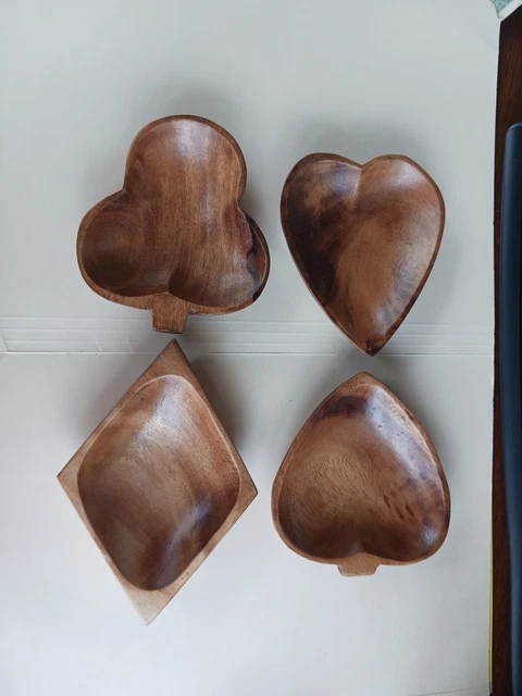 Wooden Nut Bowls Dish Heart Club Spade Diamond Card Suits Philippines Monkey Pod