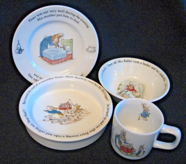 PETER RABBIT Wedgwood Child's Dinner Set Plate 2 Bowls Cup Beatrix Potter Eng.