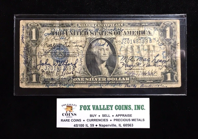 1928 Funny Back $1 Silver Certificate Blue Seal Snorter Signed Dollar Note