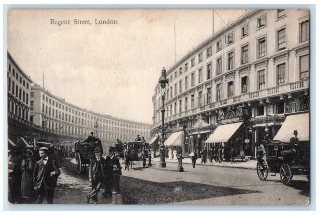 c1910 Regent Street London England Horse Carriage Posted Antique Postcard