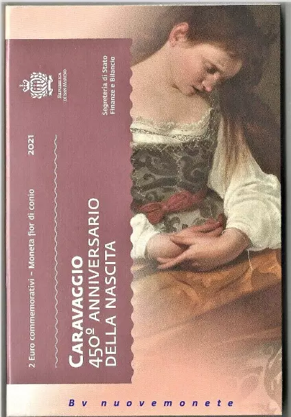 2 Euro Gedenkmünze San Marino 2021. 450 Jahre. Caravaggio.