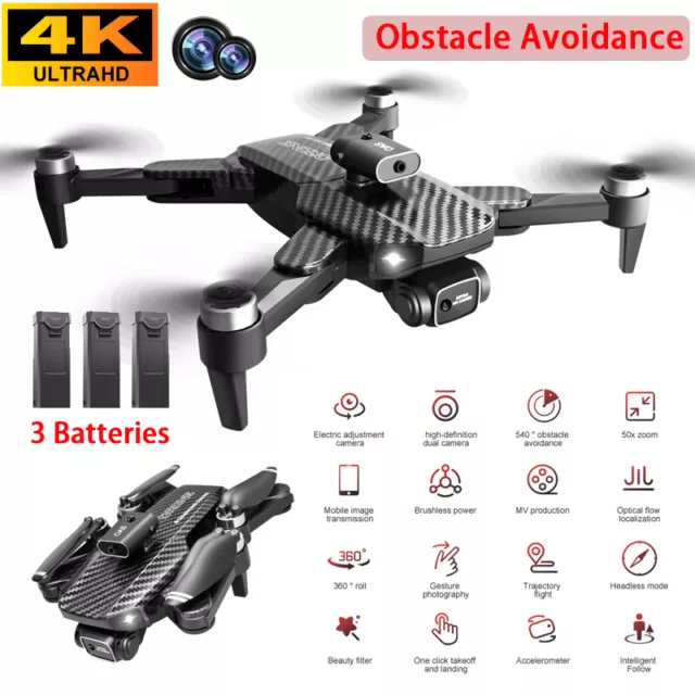 RC Drone WIFI FPV Obstacle Avoidance 4K HD Dual Camera Foldable Quadcopter