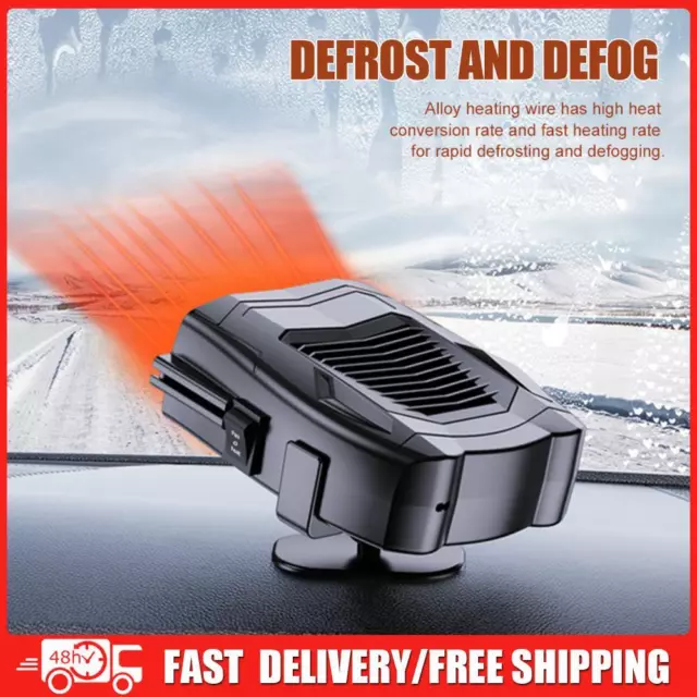 12V Car Heater Demister Defroster 150W Heating Cooler Fan (Black Dashboard)