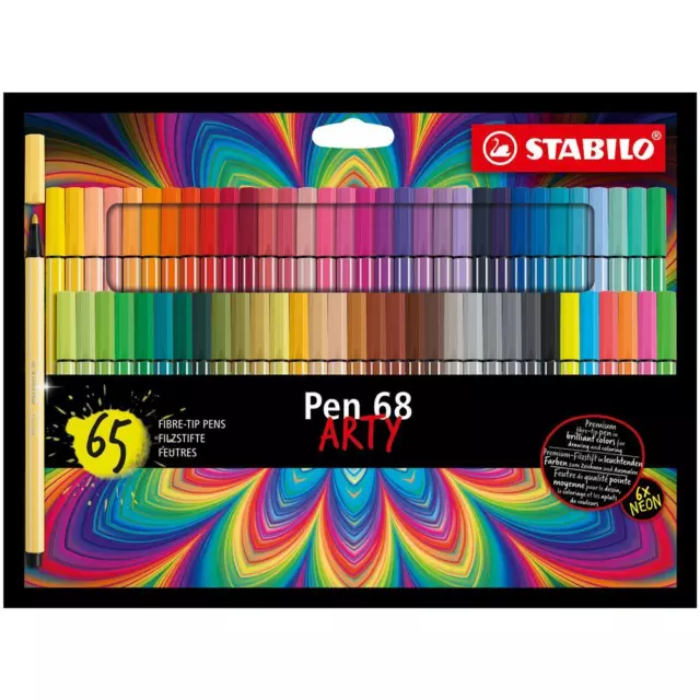 Premium-Filzstift STABILO Pen 68 ARTY 65er Pack mit 65 verschiedenen Farben