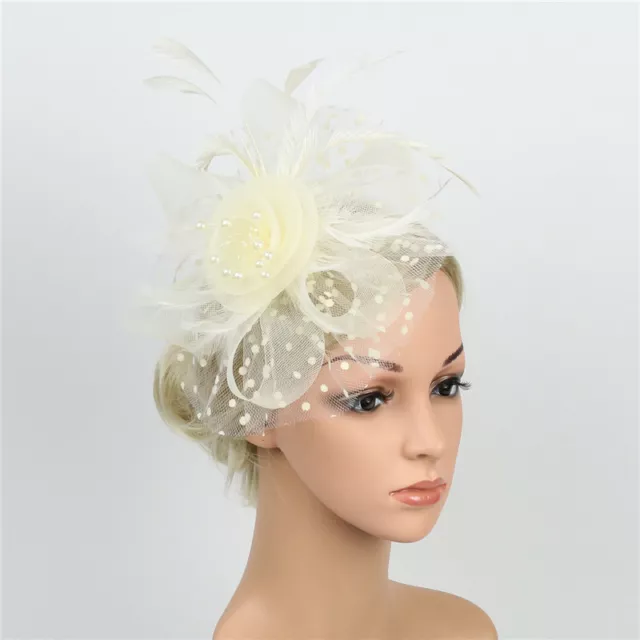 Women Fascinators Hats Cocktail Tea Party Hat Headband Flower Feather Hair Clip!