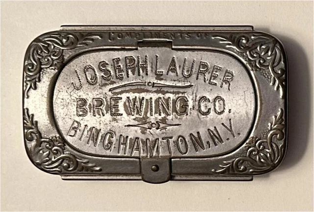 1900s Joseph L Lauer Brewing Co Binghamton NY Slider Stamps Vesta Matchsafe 1900s Joseph L Lauer Brewing Co Binghamton NY Slider Stamps Vesta Matchsafe