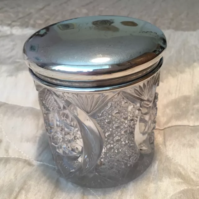 Hallmarked Silver Top Dressing Table Jar