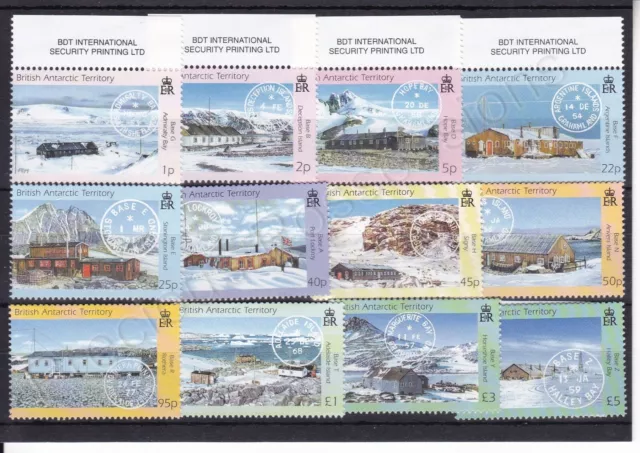 British Antarctic Territory Bat Mnh Set 2003 Research Bases Postmarks Sg 377-388