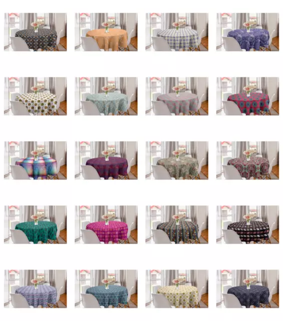 Ambesonne Bohemian Round Tablecloth Table Cover for Dining Room Kitchen