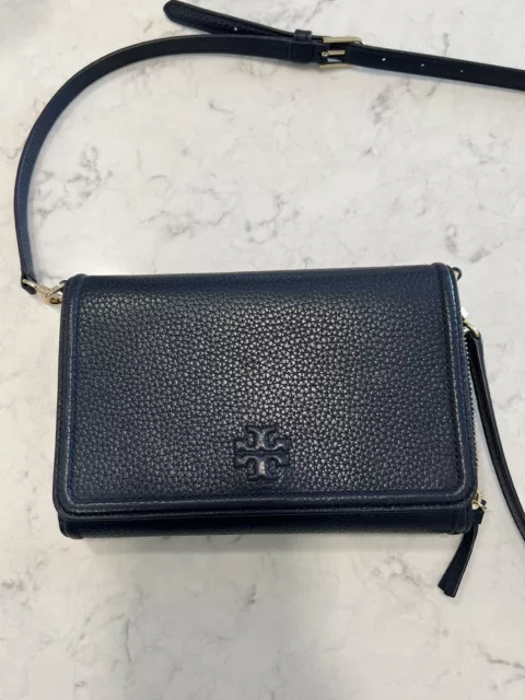 tory burch crossbody bag Navy Leather, EUC