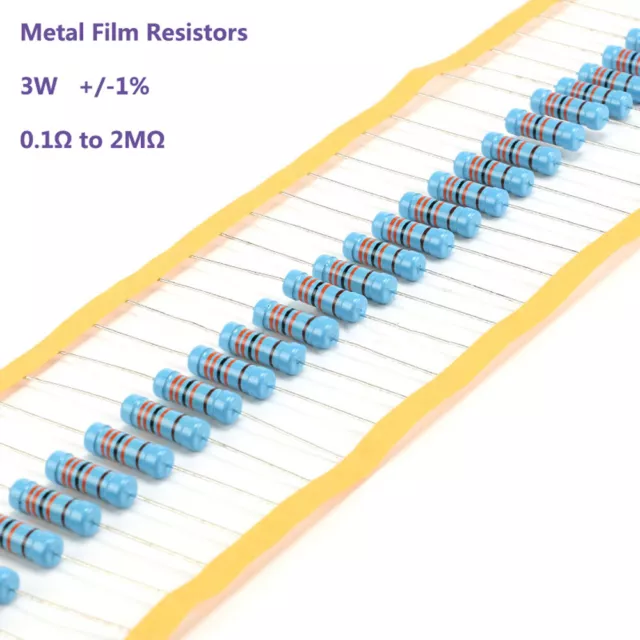 3W +/-1% Metal Film Resistors - 129 Values from 0.1Ω to 2MΩ - Various Pack Sizes