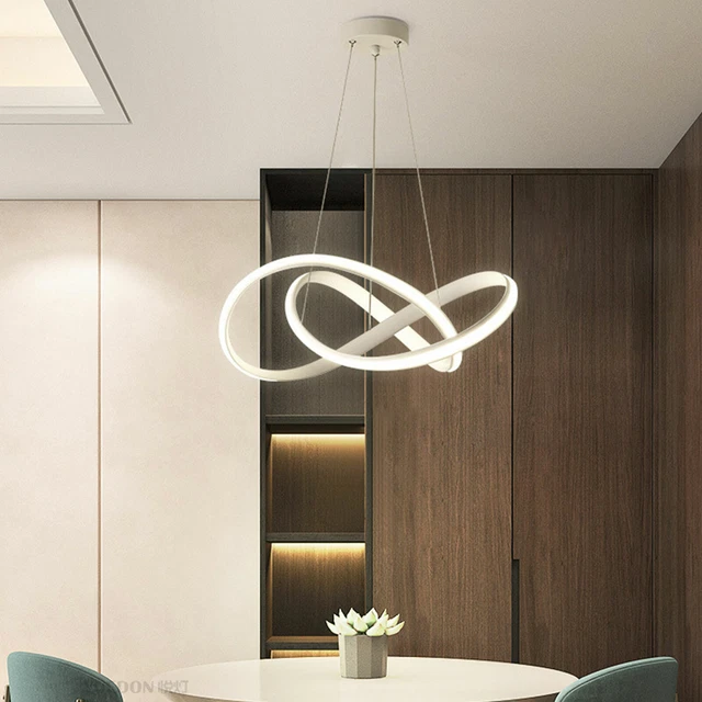 Ring Pendant Light Acrylic Chandelier White LED Dimmable Line Light Ceiling Lamp