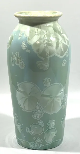Jon Price Crystalline Glaze Art Pottery Vase 9" Tall Green Signed E-1-3936
