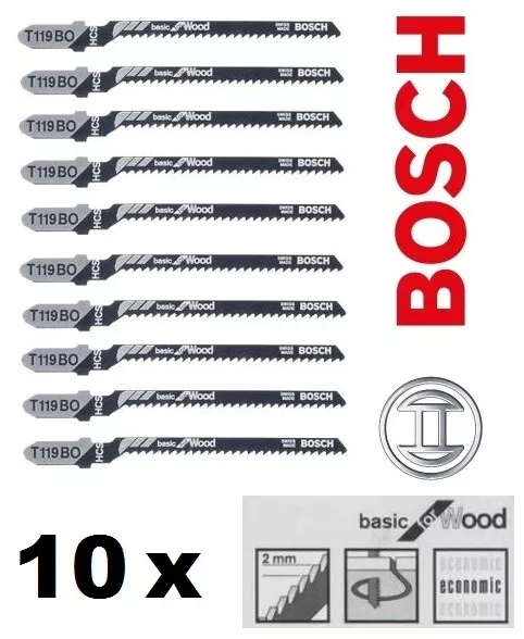 10x Bosch T119BO HCS Stichsägeblätter Holz Kurvenschnitt Rund Makita Metabo