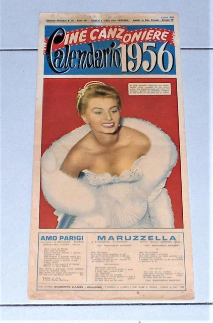 CINE CANZONIERE CALENDARIO 1956 Sophia Loren Alberto Sordi - Campi 1955