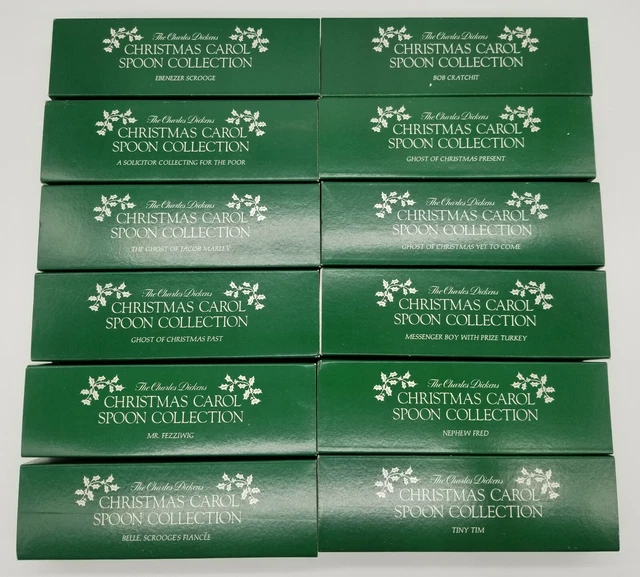 FULL SET CHARLES Dickens Christmas Carol Franklin Mint Spoon Collection