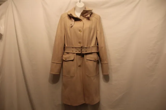 Kenneth Cole New York Wool Blend Belted Coat in Beige Women's US Size 6