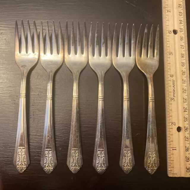 Royal Saxony 1935 Silver Plate 6 Salad Forks Very Nice!