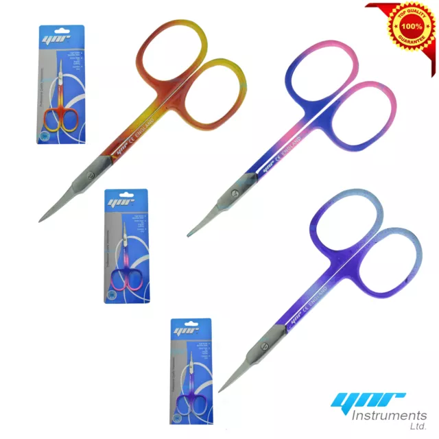 YNR® Super Sharp Curved Edge Cuticle Nail Scissors Arrow Point Multi Colour New