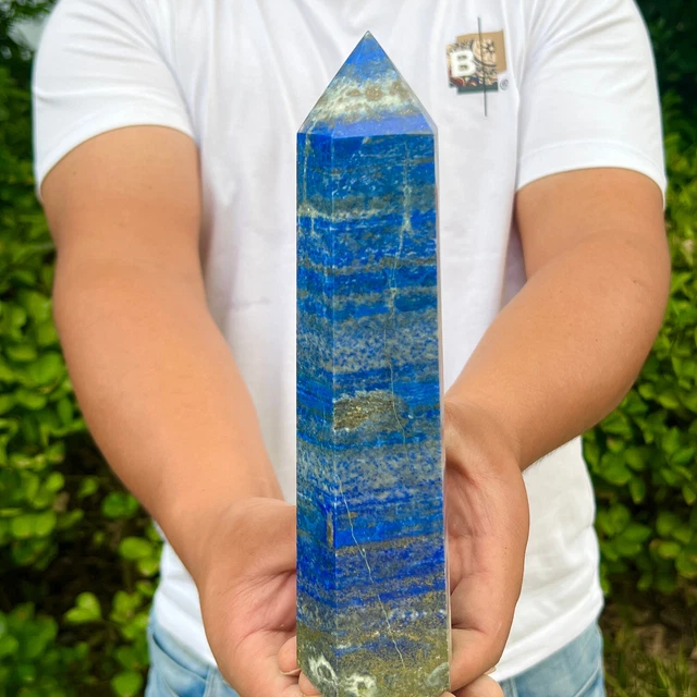 3.21LB Large Lapis lazuli quartz crystal obelisk point wand aura healing
