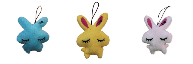 Expédié de Paris - Lot 3 Porte-clés Strap Téléphone Portable Lapin Peluche
