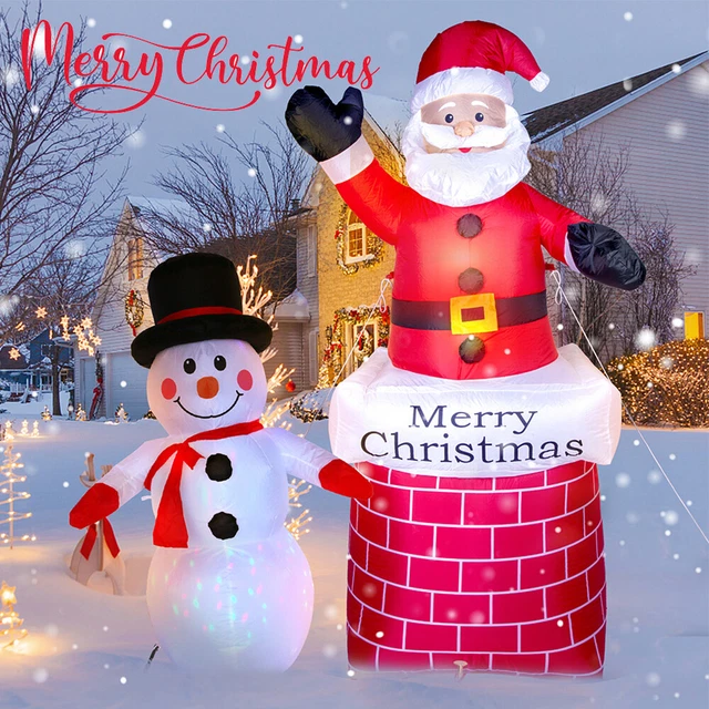 Weihnachtsmann Aufblasbarer Schneemann Dauergebläse LED 210cm Weihnachten Deko