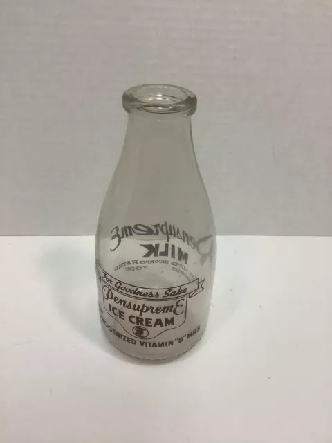 Pensupreme Milk Penn Dairies Incorporated Lancaster York Quart Bottle