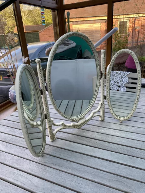 Vintage Louis Style Dressing Table Triple Mirror Folds And Tilts  Up And Down