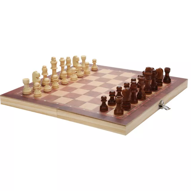 Schachspiel Tragbares Brett 29*29CM klappbares Brett Schach PEARL Holz 3 in1