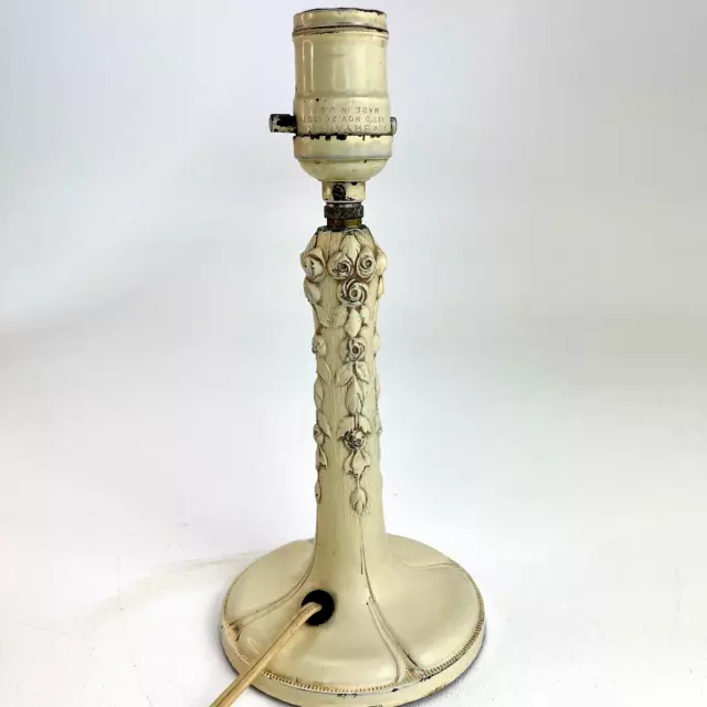 Antique Cast Iron Floral Boudoir Lamp 9" Bryant 1907 Socket Working Art Nouveau