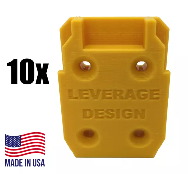 BEST FIT Yellow 10 Pack DeWALT 20V Tool Mounts / Hangers / Holders - MADE IN USA