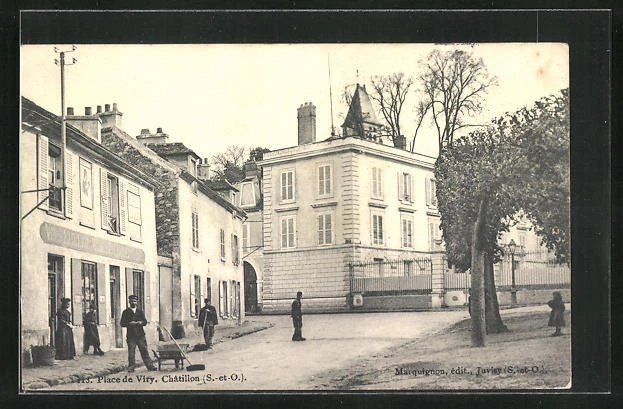 CPA Viry-Chatillon, vue de la rue avec Geschäft