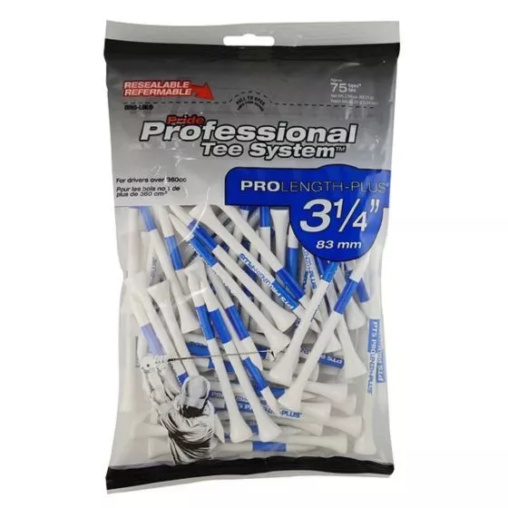 Pride Professional Tee System Golf Tees - Blue 3 1/4″ x 75 Tees