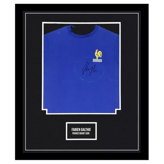 Signed Fabien Galthie Framed Shirt - France Rugby Icon Jersey +COA