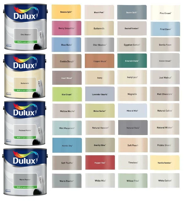 DULUX EMULSION SILK Paint ALL COLOURS 2.5L Walls & Ceiling £20.99