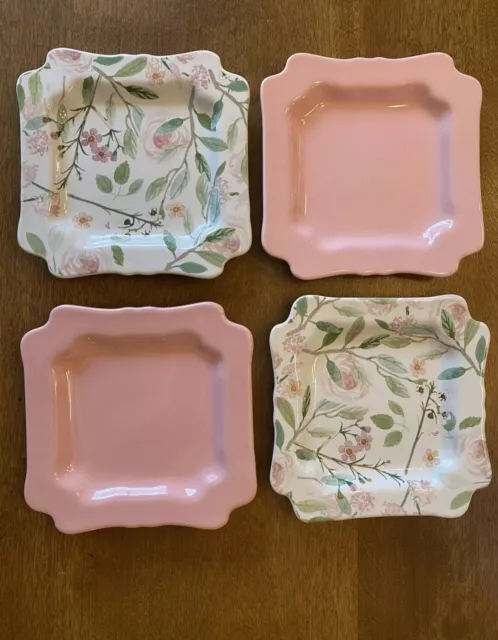 Sweet Laurel 6” Dessert Plates, set of 4 pink and floral