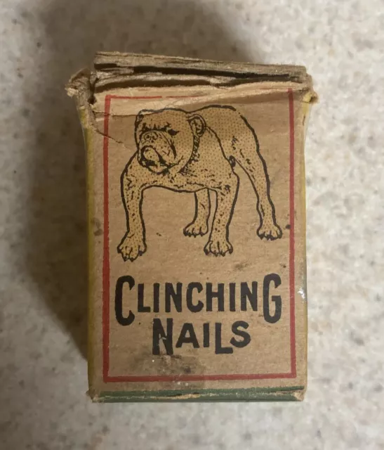 Vintage Bulldog Clinching Nails Advertising Open Box Whitman, Mass., USA