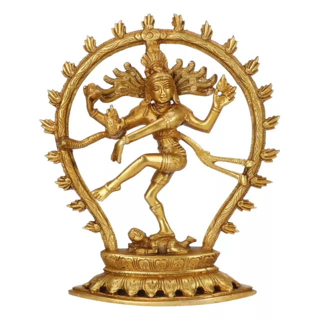 Brass Lord Shiva Dancing Natraj Murti Idol Showpiece Home Decor Figurine 8.5"