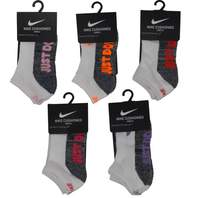 6 Pairs Nike Girl's Dri-Fit Cushioned Low Cut Socks On Sale
