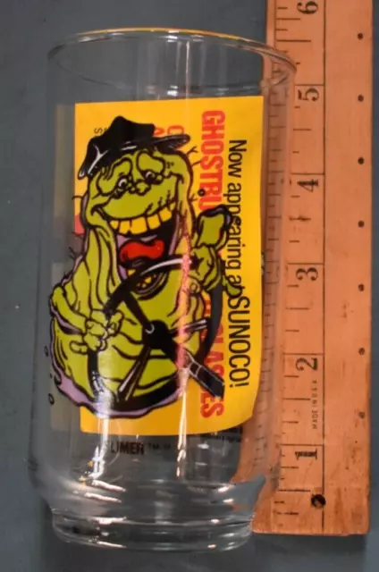 1989 Ghostbusters II Movie Slimer Sunoco Glass 5" New Old/Dead Stock