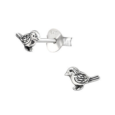 925 Sterling Silver Tiny Silver Bird Baby Bird Kids Girls Women Stud Earrings