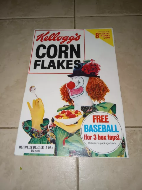 1960s Kelloggs Corn Flakes Clown Front Of Cereal Box