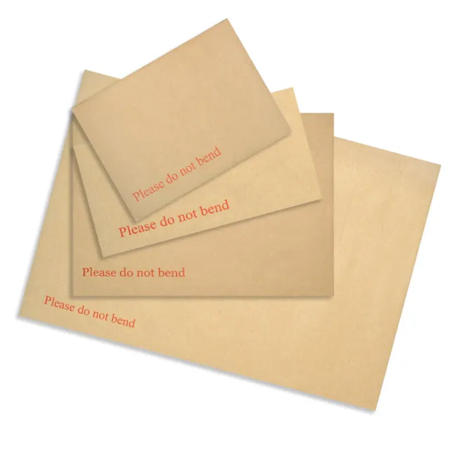 10 A4 / C4 Please Do Not Bend Hard Card Board Backed Manilla Envelopes Brown