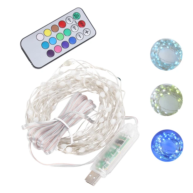 1 Juego de Lámpara de Alambre de Cobre LED USB Mando a Distancia Lámpara Tres Hilos con Lámpara Grande