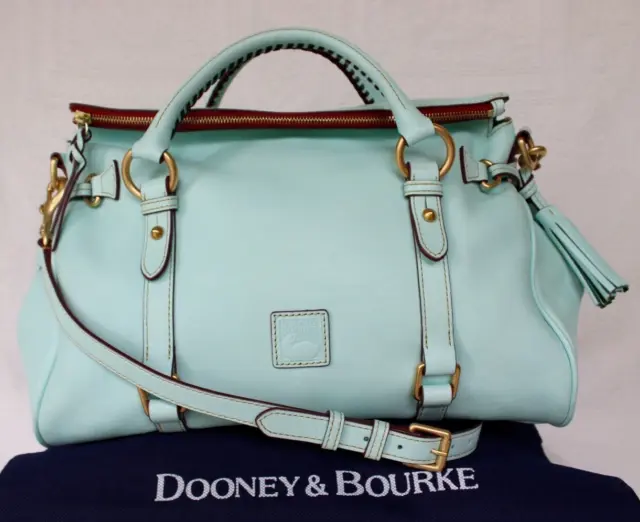 Dooney & Bourke Light blue leather Florentine satchel cross body tassel large