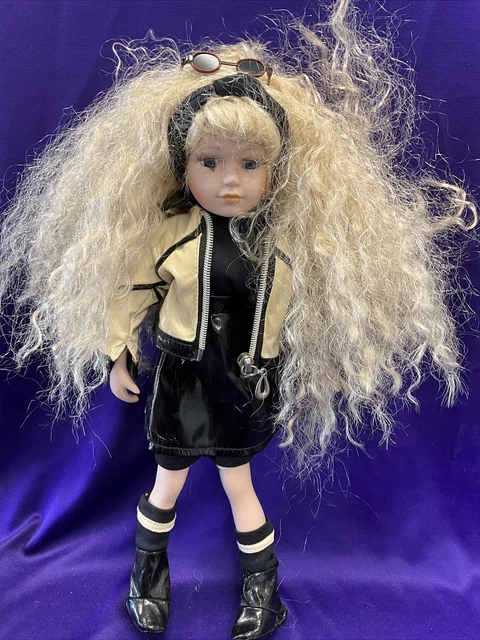 Emerald Doll Collection-15 Inch Porcelain Girl Doll Curly Blonde Hair. (887)