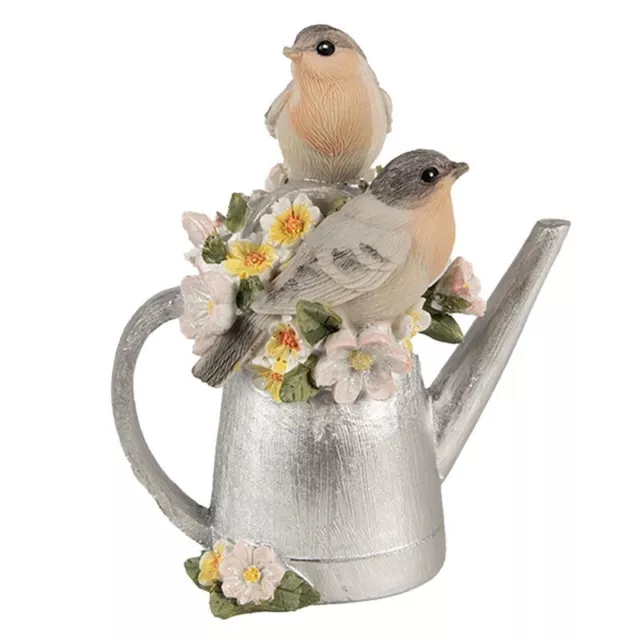 Pájaro de Decoración Plata Jarro Figura Deco Par de Aves De Regadera 14cm