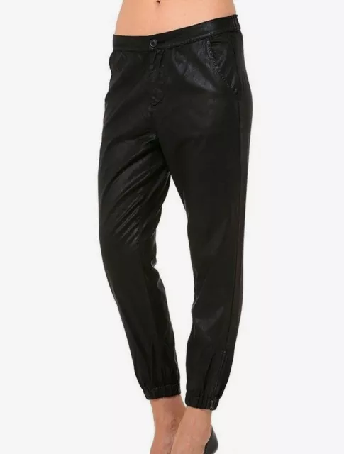 AG Adriano S Goldschmied The Kelsey Leatherette Jogger Pants Black $215 NEW