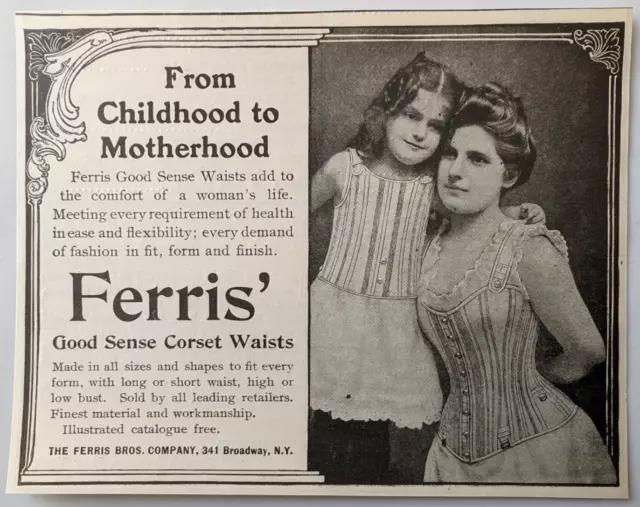 Ferris Corsets "From Childhood to Motherhood" Women 1901 Outlook Print Ad ~6x5"