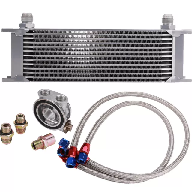 Universal Zusatz Ölkühler Set 13 Reihen inkl.Anschluss-Set mit Thermostat Für VW